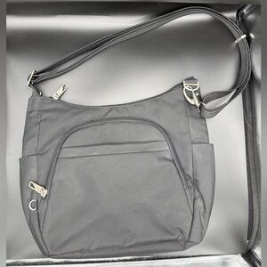 Travelon Black Anti-Theft RFID Crossbody Bucket Bag Purse